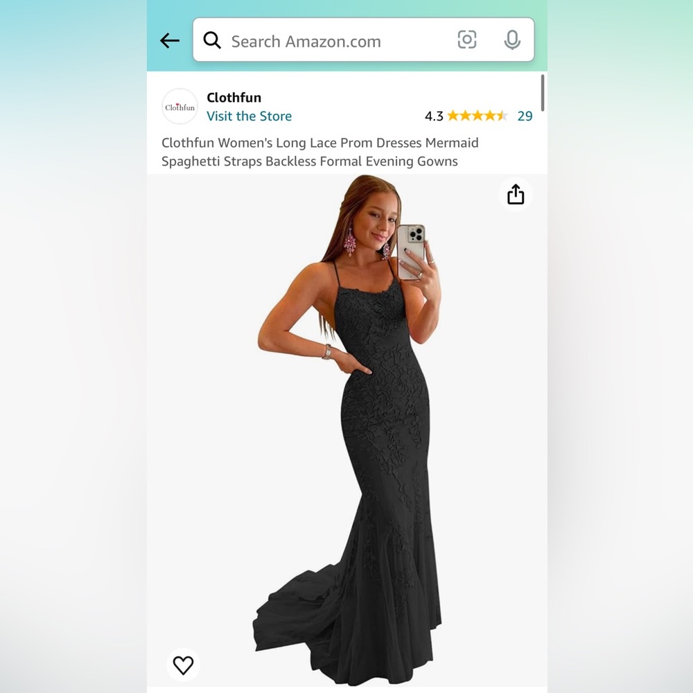 Black Lace Up Prom Dress with Floral Detail